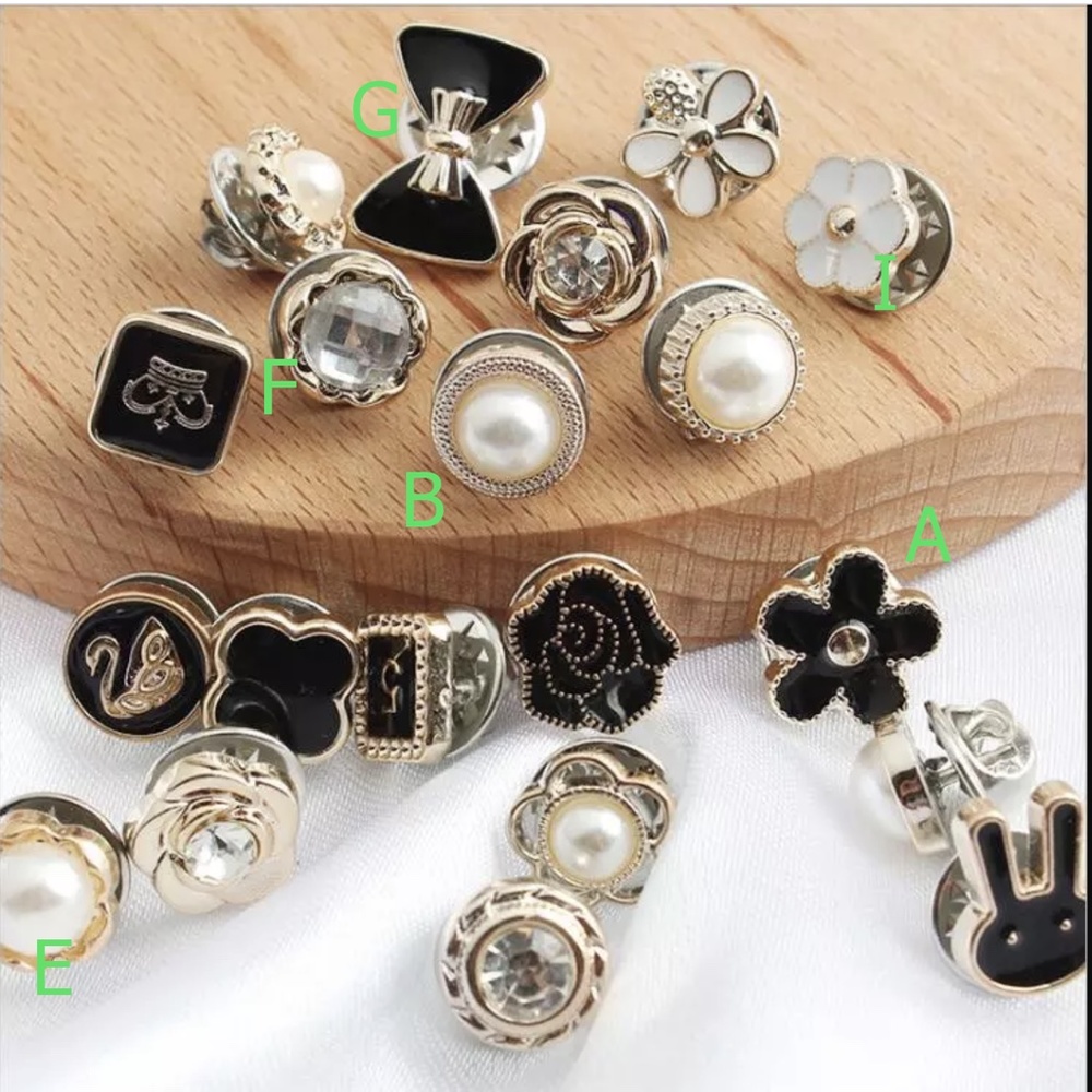 Elements Pin Removable Studs Brooch Mini Button or BIG gold+Black Fashion Brooh